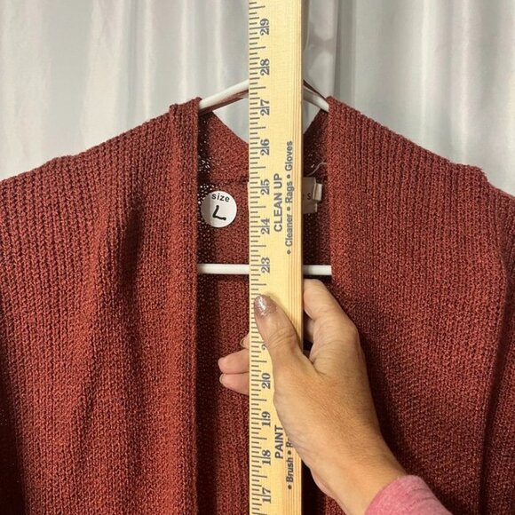 Dreamers Rust Open Front Pocket Cardigan Sweater Women’s Size L Cozy Knit Longli - Picture 3 of 6